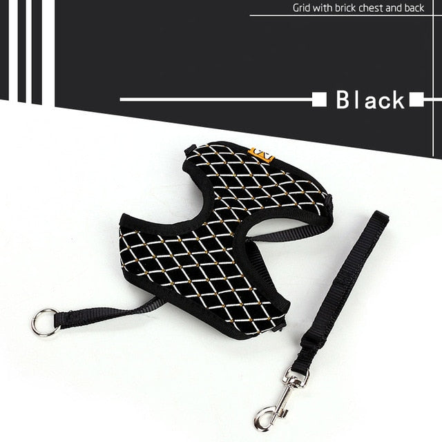 Rhinestone Mesh Cat  Leash Set