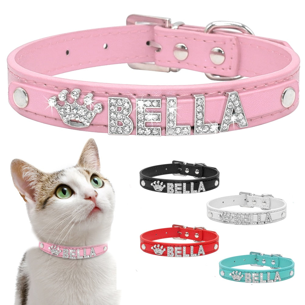 Personalized Rhinestone Cat Collar