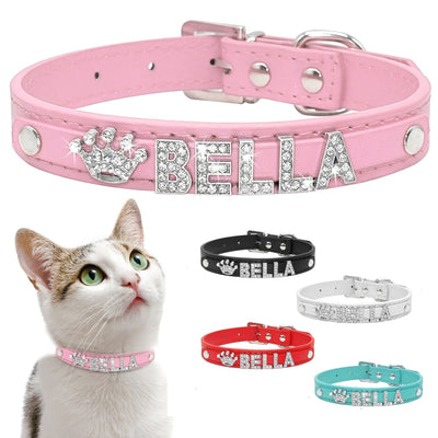 Personalized Rhinestone Cat Collar