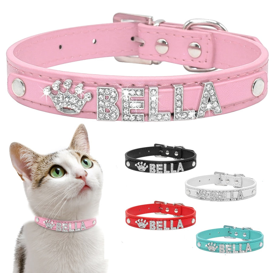 Personalized Rhinestone Cat Collar